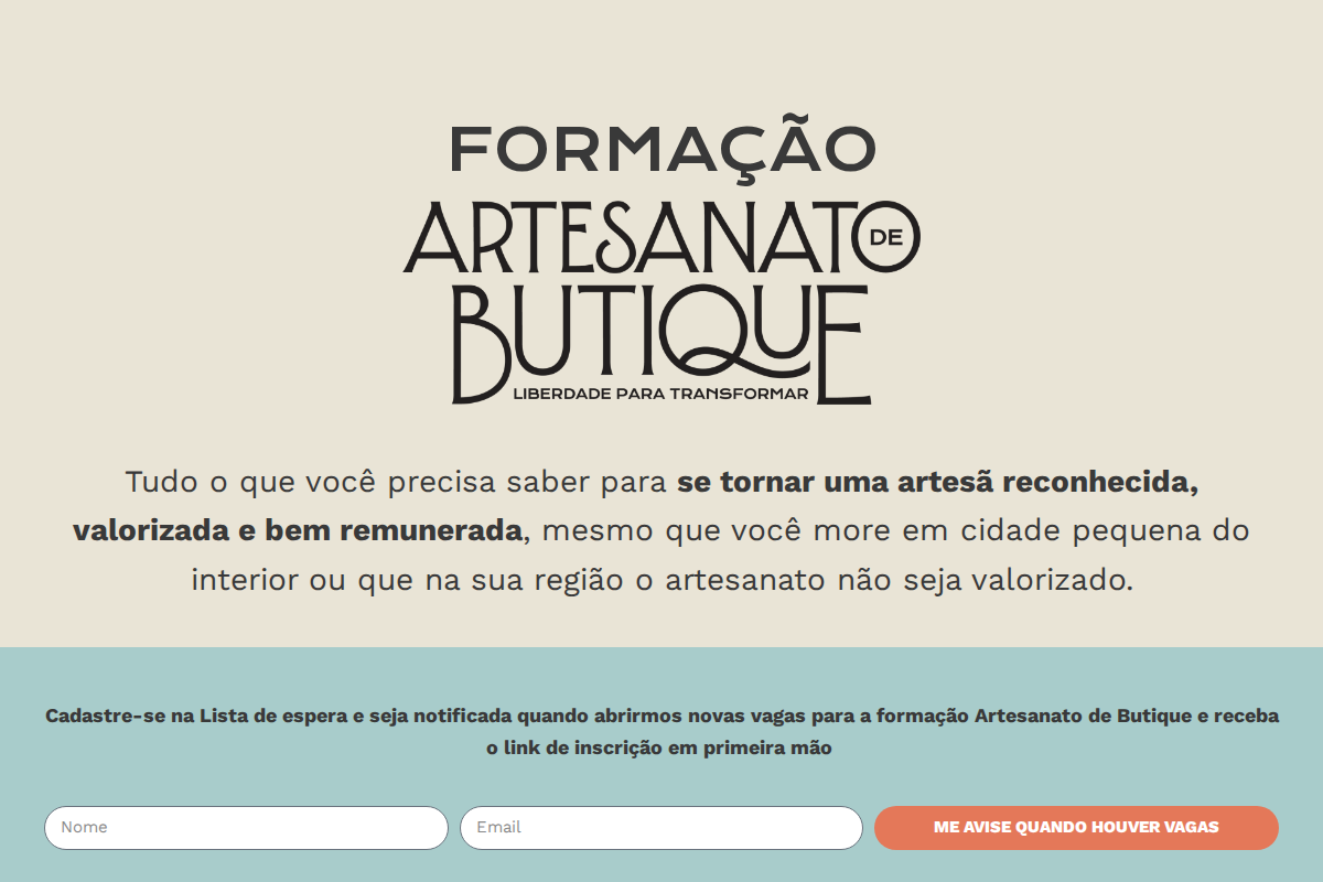 Imagem da página oficial da Formação Artesanato de Butique